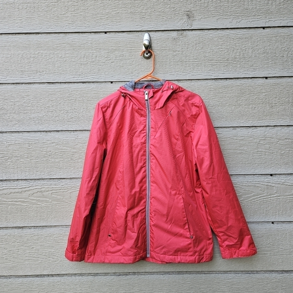 Zeroxposur fleece-lined water resistant jacket in Coral Spark large FLAWED